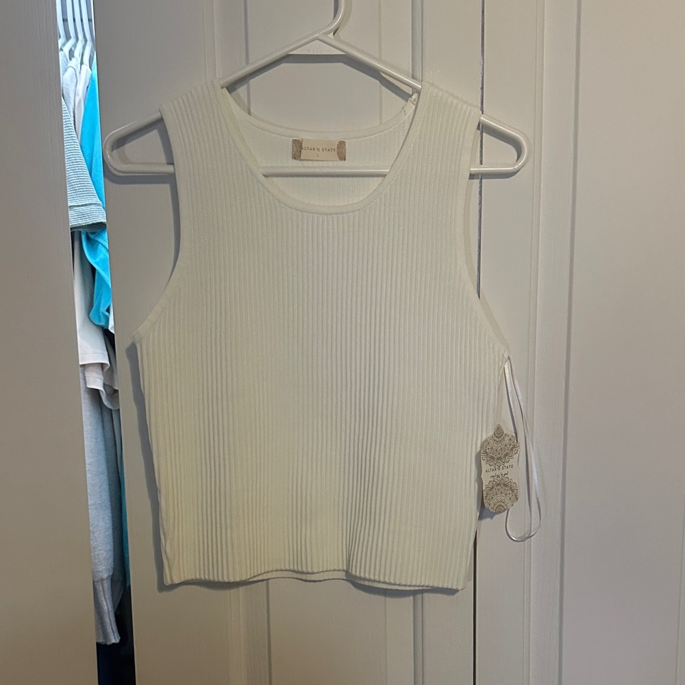 Altar'd State White Ribbed Tank Top